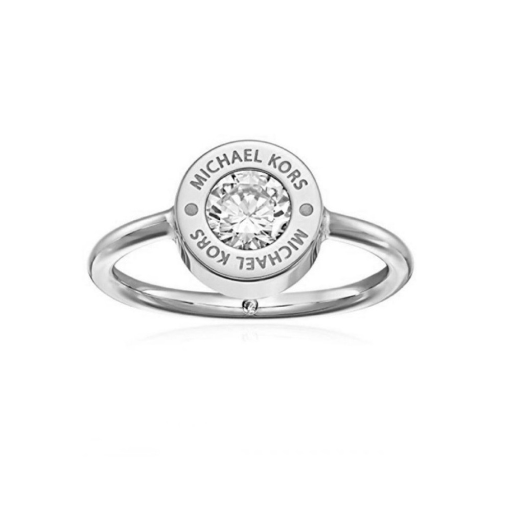 $89 Michael Kors Silver-Tone Logo Solitaire Ring